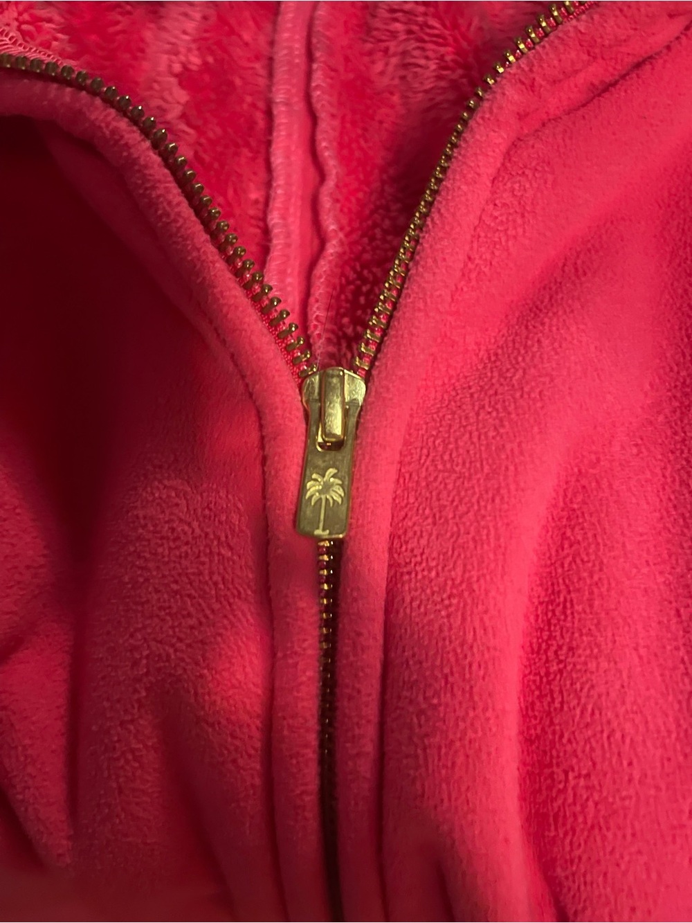 Lilly Pulitzer Grace Jacket XL Pomegranate Pink Fleece Full Zip Gold Hardware - Picture 6 of 10